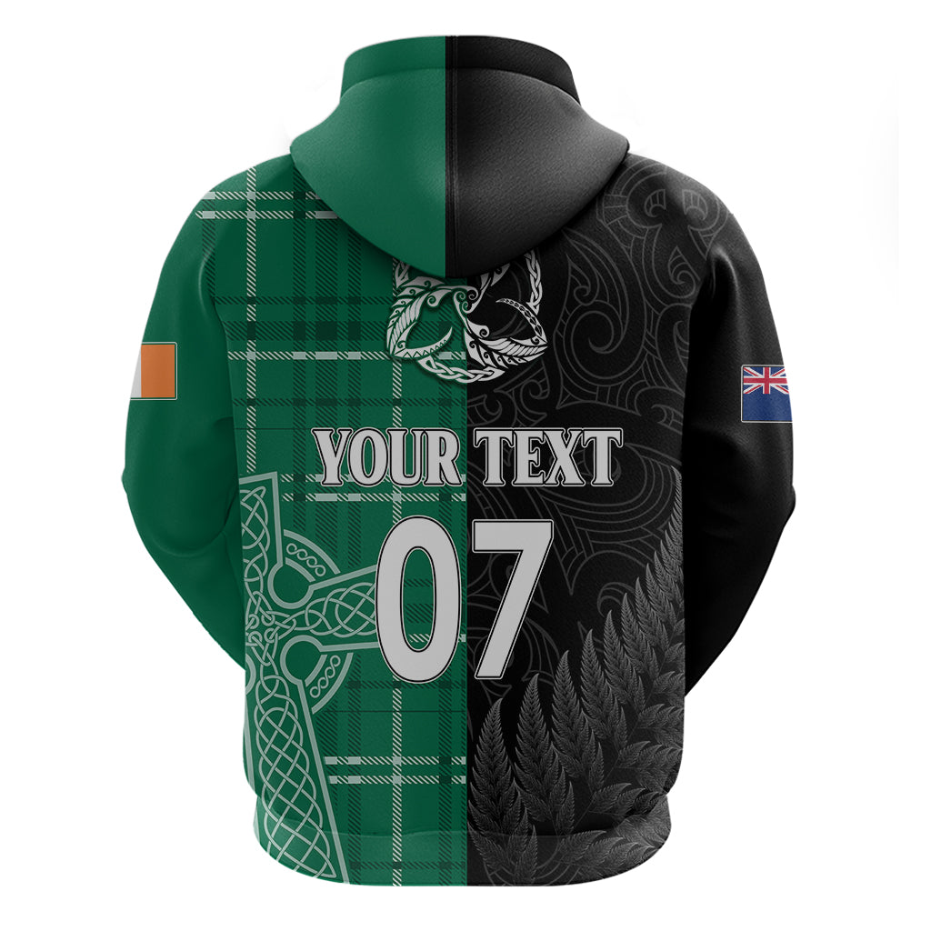 Personalised New Zealand Mix Ireland Rugby Hoodie Celtic Knot Mix Silver Ferns LT7 - Vibe Hoodie Shop