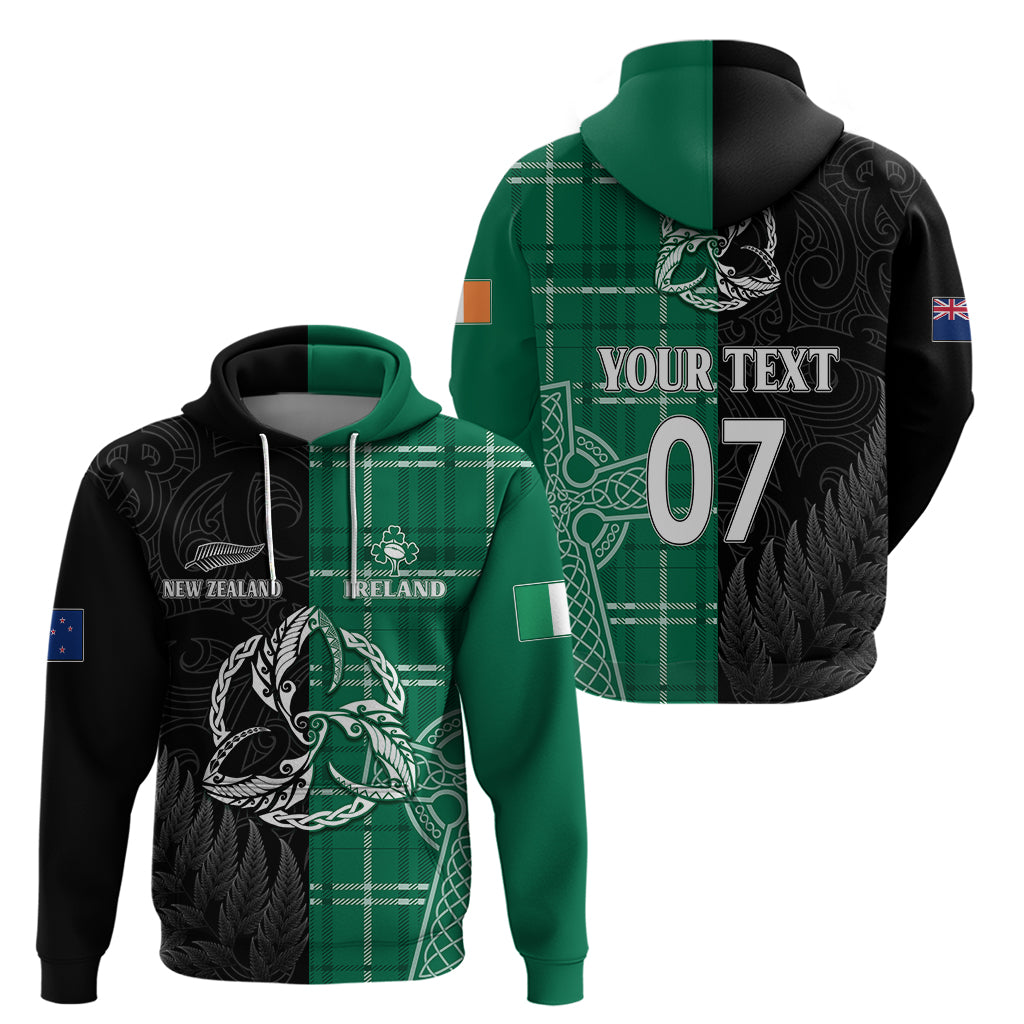 Personalised New Zealand Mix Ireland Rugby Hoodie Celtic Knot Mix Silver Ferns LT7 - Vibe Hoodie Shop