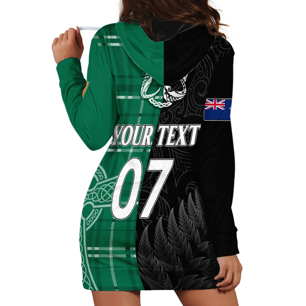 Personalised New Zealand Mix Ireland Rugby Hoodie Dress Celtic Knot Mix Silver Ferns - Vibe Hoodie Shop