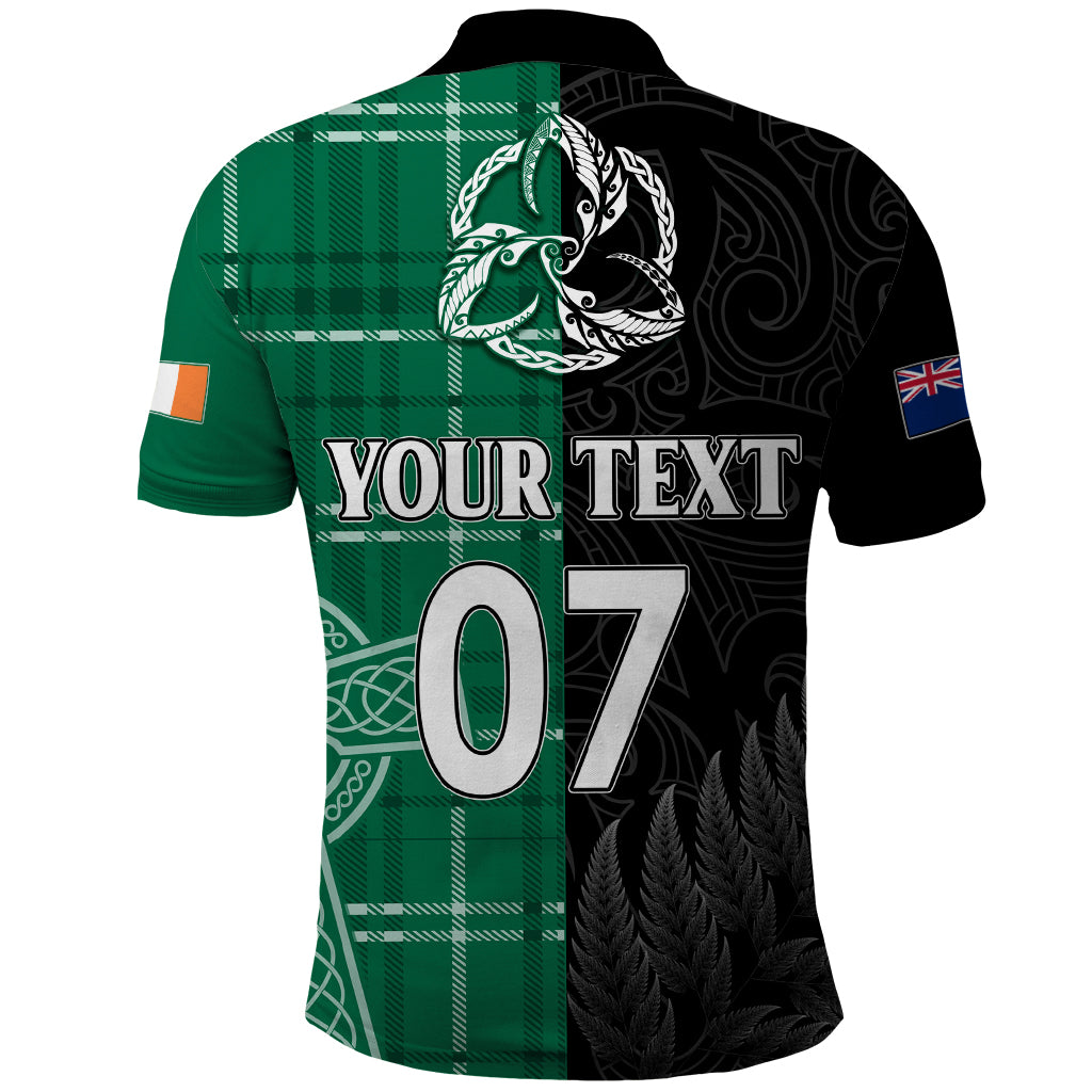 Personalised New Zealand Mix Ireland Rugby Polo Shirt Celtic Knot Mix Silver Ferns - Vibe Hoodie Shop