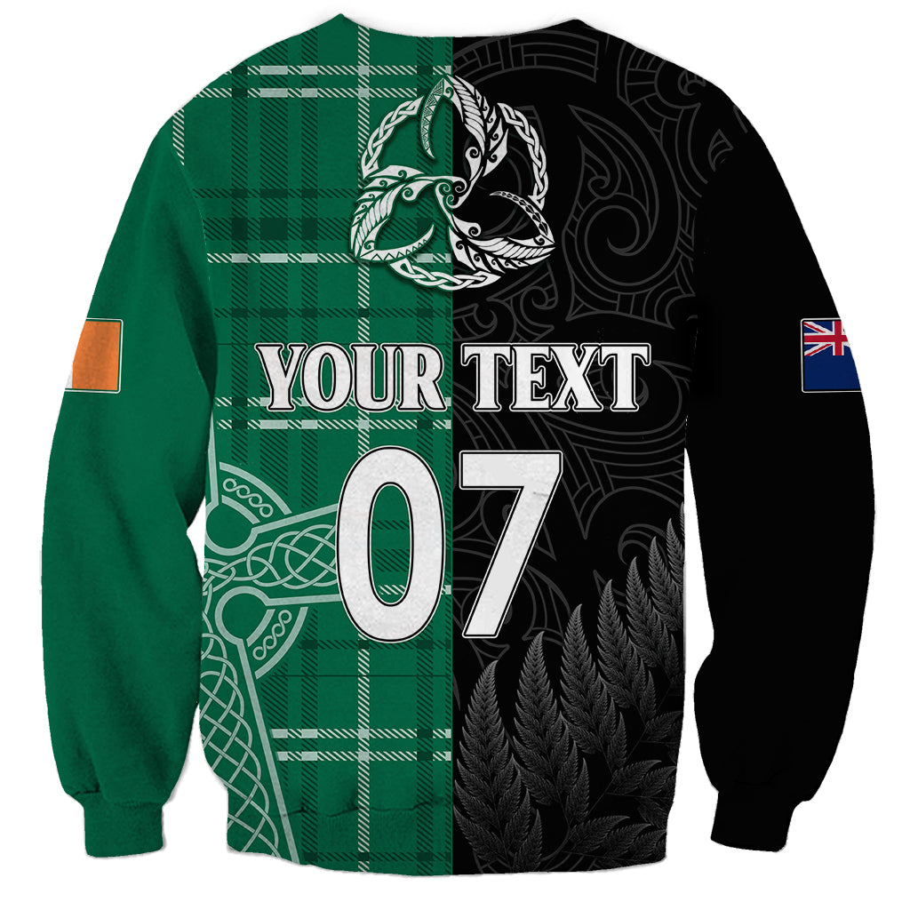Personalised New Zealand Mix Ireland Rugby Sweatshirt Celtic Knot Mix Silver Ferns - Vibe Hoodie Shop