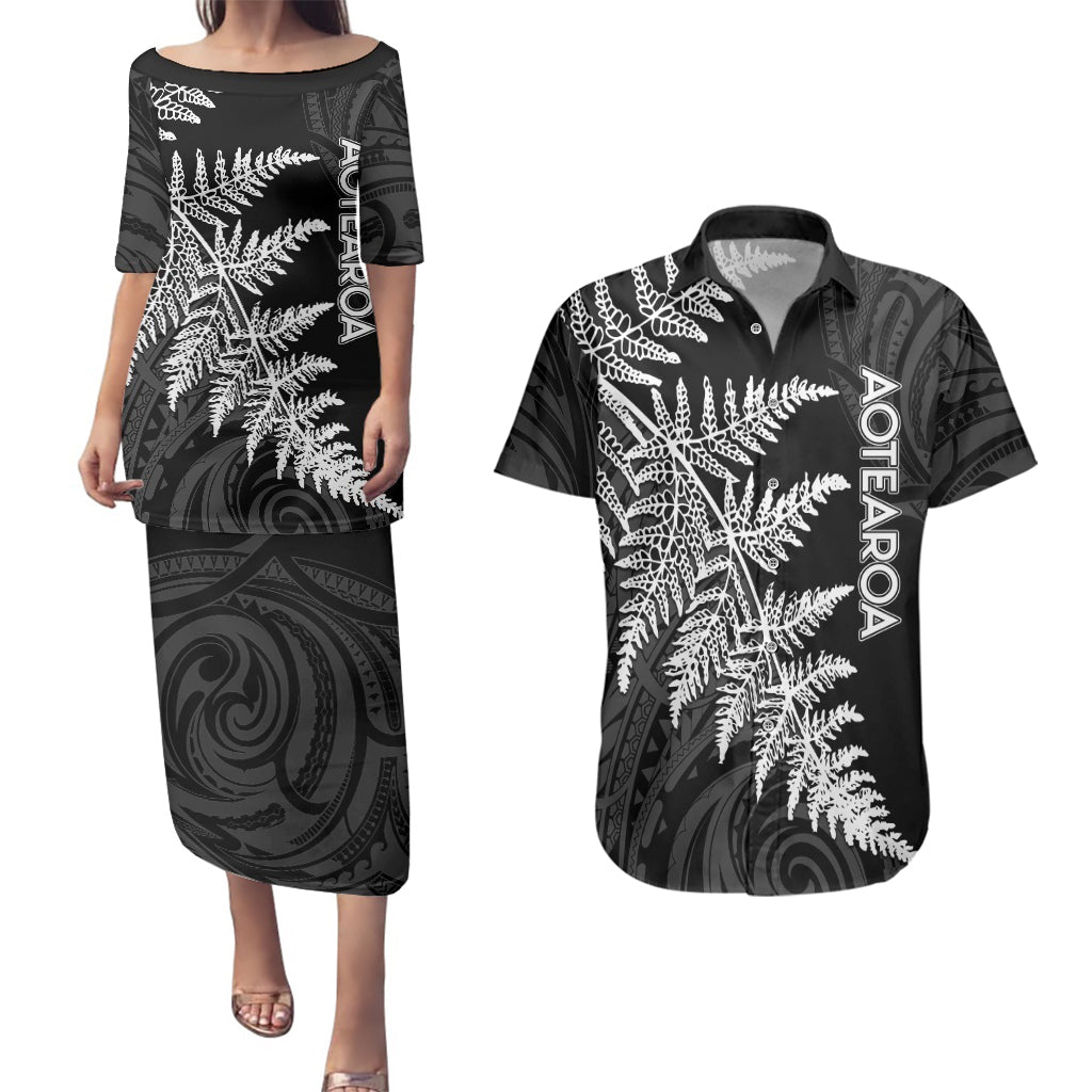 personalised-new-zealand-rugby-couples-matching-puletasi-dress-and-hawaiian-shirt-world-cup-2023-silver-fern-champions