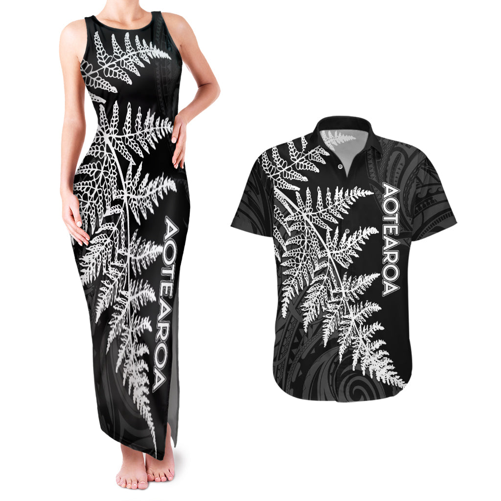 personalised-new-zealand-rugby-couples-matching-tank-maxi-dress-and-hawaiian-shirt-world-cup-2023-silver-fern-champions