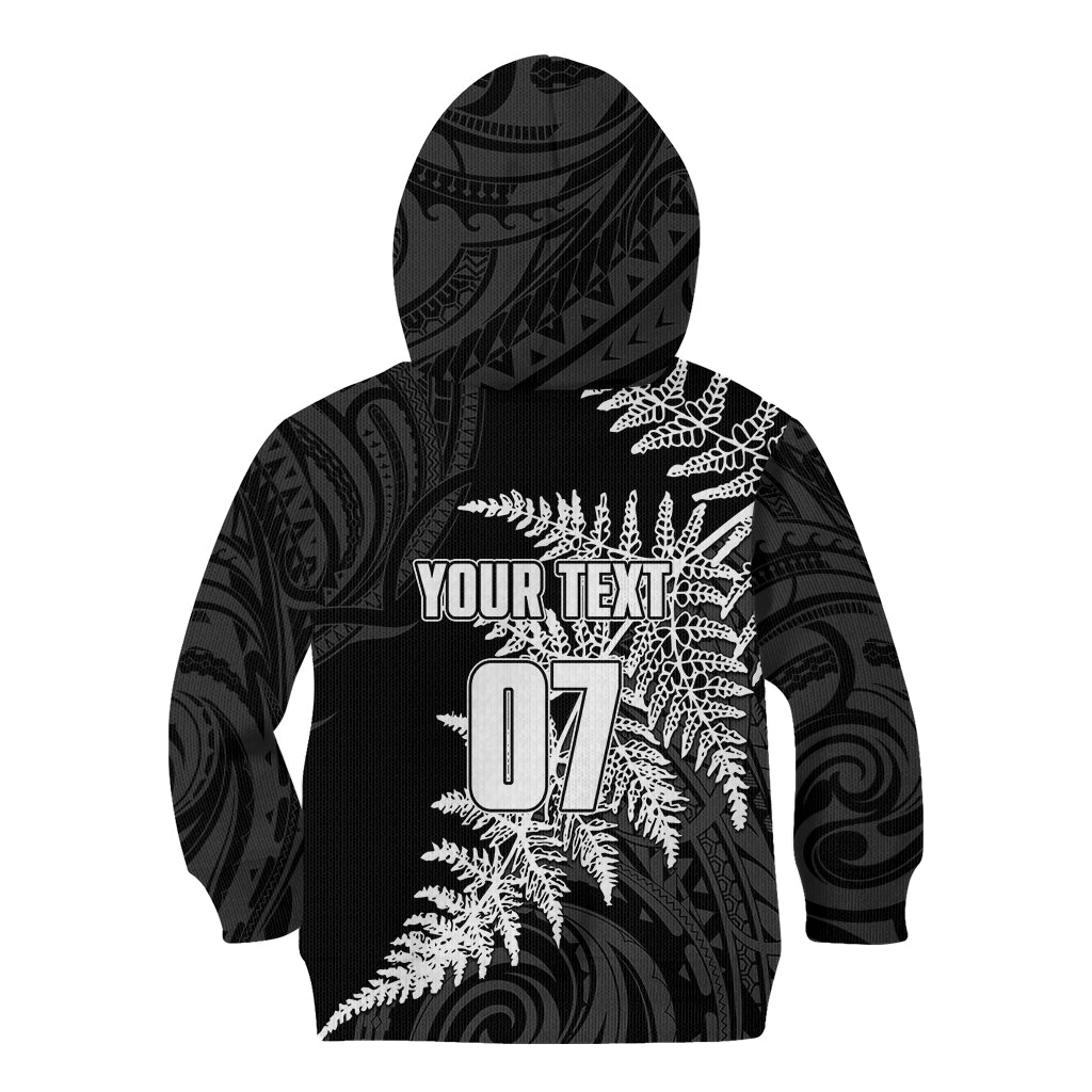 Personalised New Zealand Rugby Kid Hoodie World Cup 2023 Silver Fern Champions - Vibe Hoodie Shop