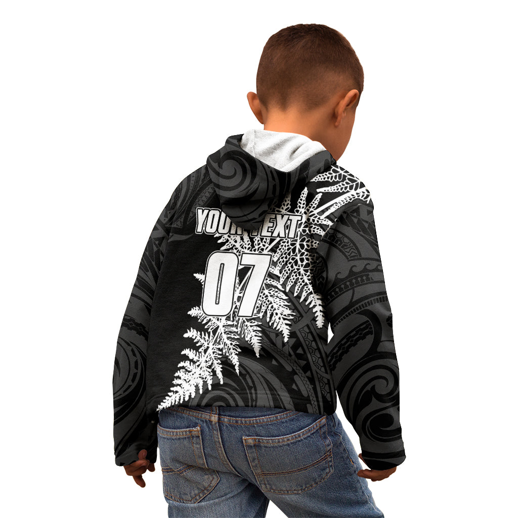 Personalised New Zealand Rugby Kid Hoodie World Cup 2023 Silver Fern Champions - Vibe Hoodie Shop