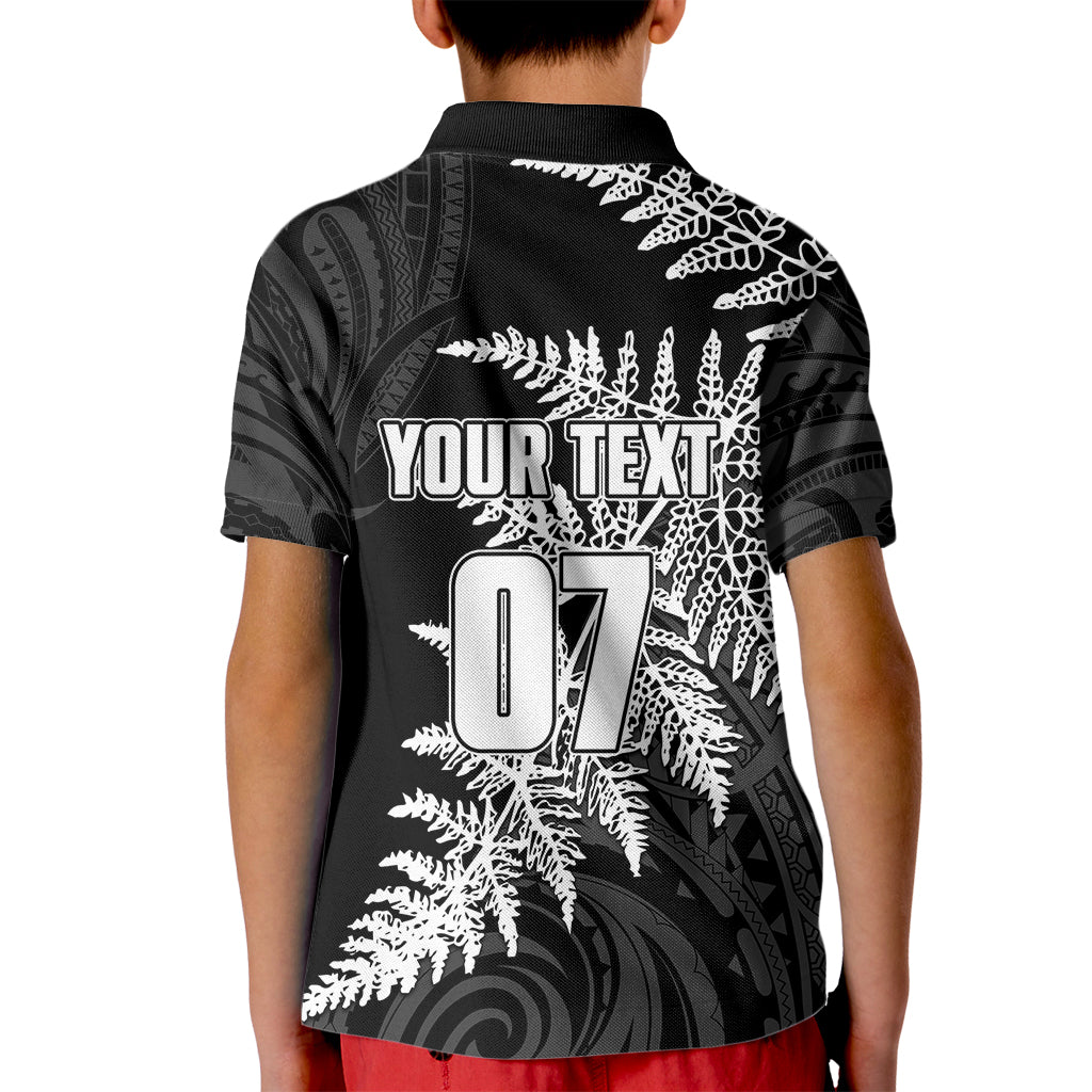 Personalised New Zealand Rugby Kid Polo Shirt World Cup 2023 Silver Fern Champions - Vibe Hoodie Shop
