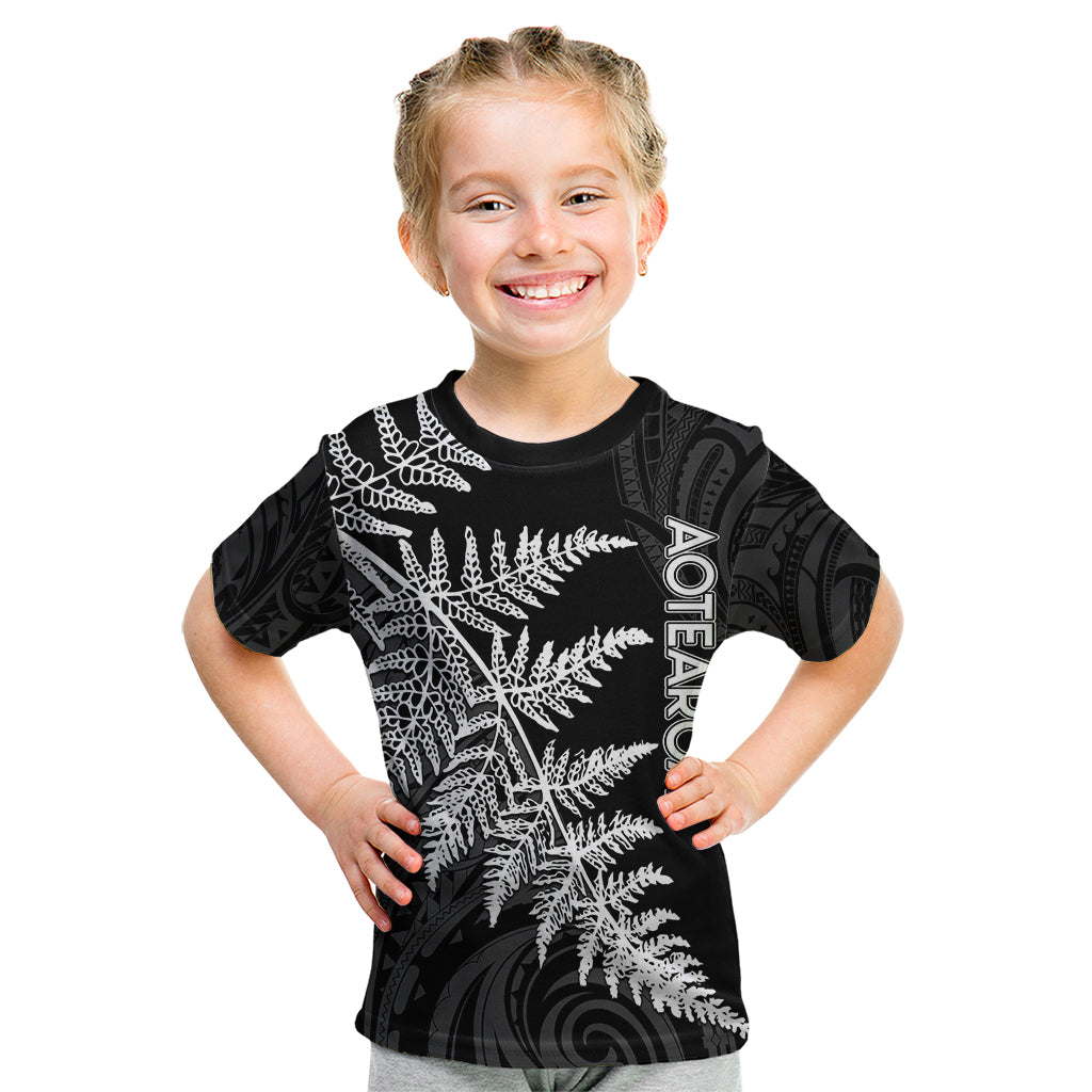 Personalised New Zealand Rugby Kid T Shirt World Cup 2023 Silver Fern Champions - Vibe Hoodie Shop