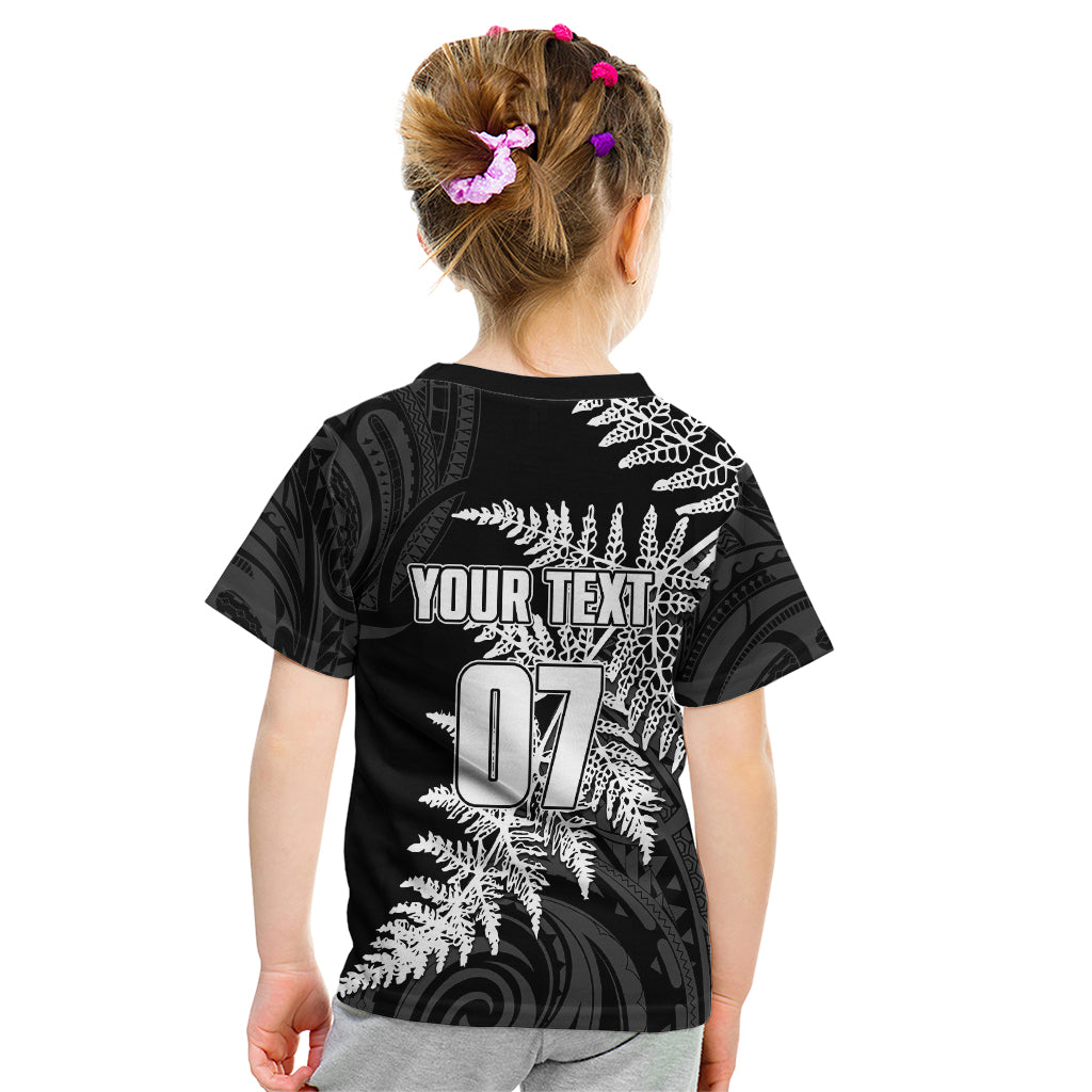 Personalised New Zealand Rugby Kid T Shirt World Cup 2023 Silver Fern Champions - Vibe Hoodie Shop