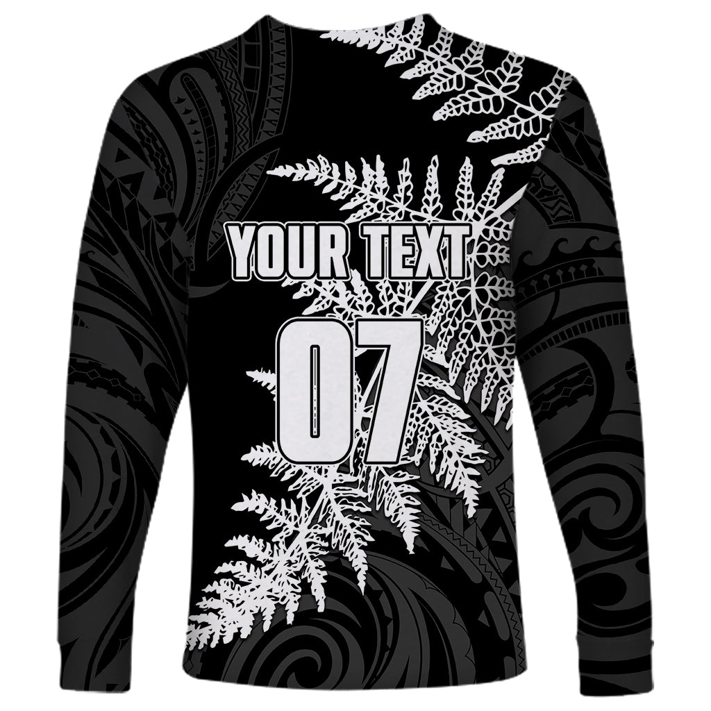 Personalised New Zealand Rugby Long Sleeve Shirt World Cup 2023 Silver Fern Champions - Vibe Hoodie Shop