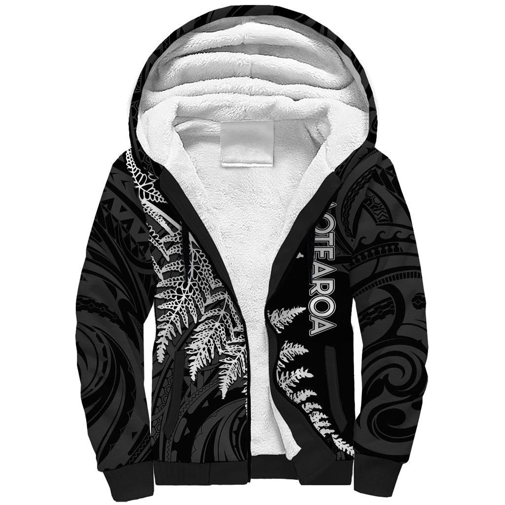 Personalised New Zealand Rugby Sherpa Hoodie World Cup 2023 Silver Fern Champions - Vibe Hoodie Shop