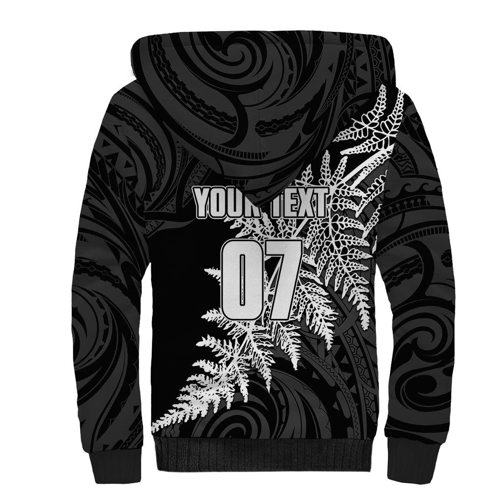 Personalised New Zealand Rugby Sherpa Hoodie World Cup 2023 Silver Fern Champions - Vibe Hoodie Shop