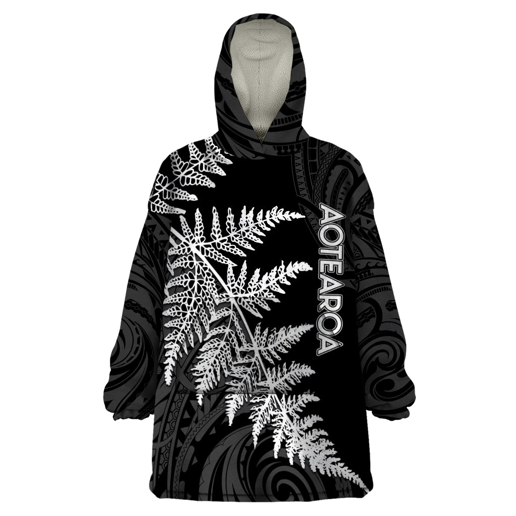 Personalised New Zealand Rugby Wearable Blanket Hoodie World Cup 2023 Silver Fern Champions - Vibe Hoodie Shop