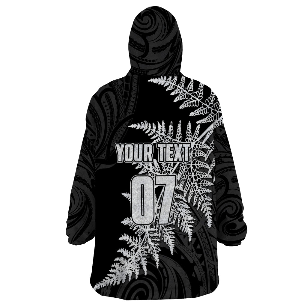 Personalised New Zealand Rugby Wearable Blanket Hoodie World Cup 2023 Silver Fern Champions - Vibe Hoodie Shop