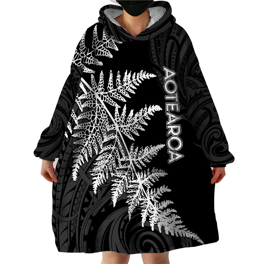 Personalised New Zealand Rugby Wearable Blanket Hoodie World Cup 2023 Silver Fern Champions - Vibe Hoodie Shop