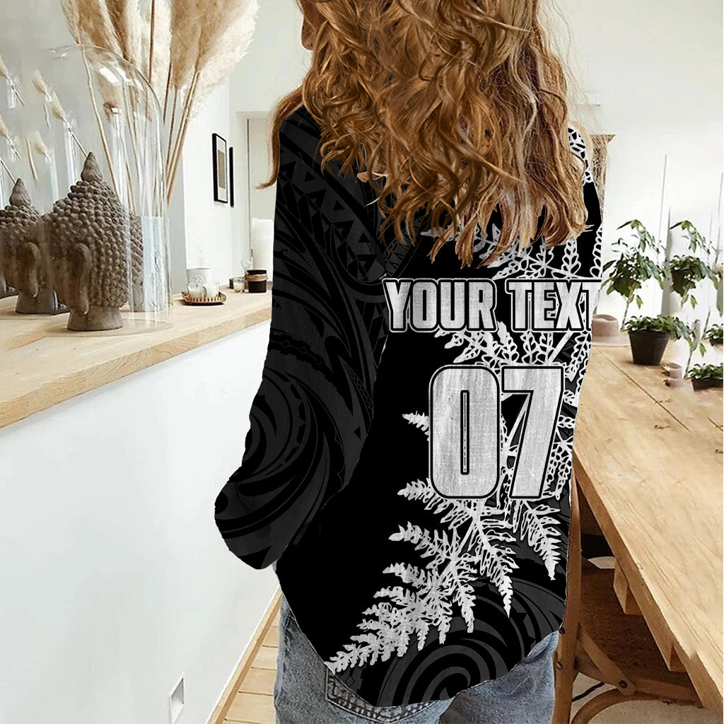 Personalised New Zealand Rugby Women Casual Shirt World Cup 2023 Silver Fern Champions - Vibe Hoodie Shop