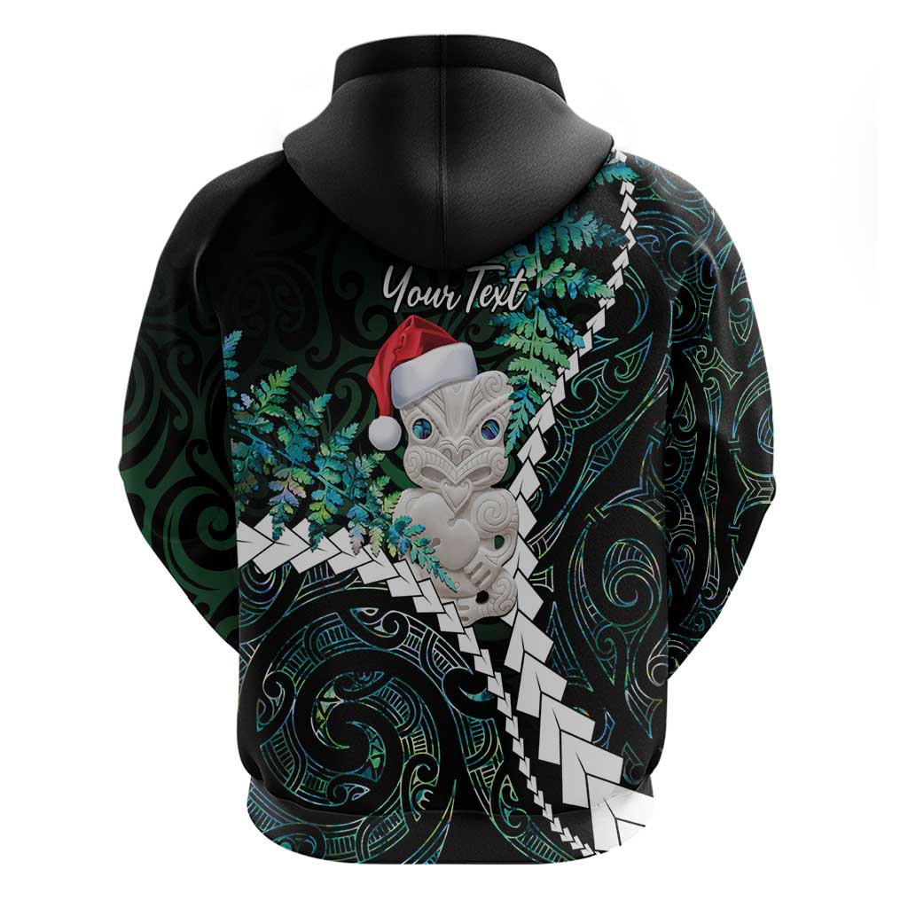 New Zealand Personalised Hoodie Meri Kirihimete Kowhaiwhai Mix Paua Shell - Emerald LT7 - Vibe Hoodie Shop
