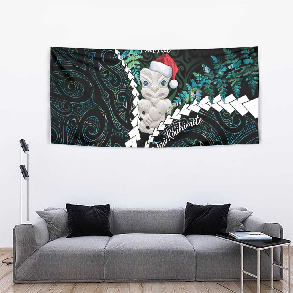 New Zealand Personalised Tapestry Meri Kirihimete Kowhaiwhai Mix Paua Shell - Emerald - Vibe Hoodie Shop