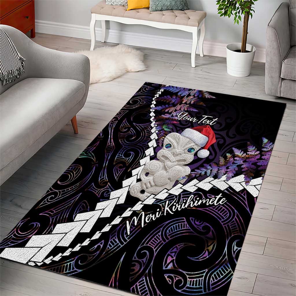 New Zealand Personalised Area Rug Meri Kirihimete Kowhaiwhai Mix Paua Shell - Amethys - Vibe Hoodie Shop