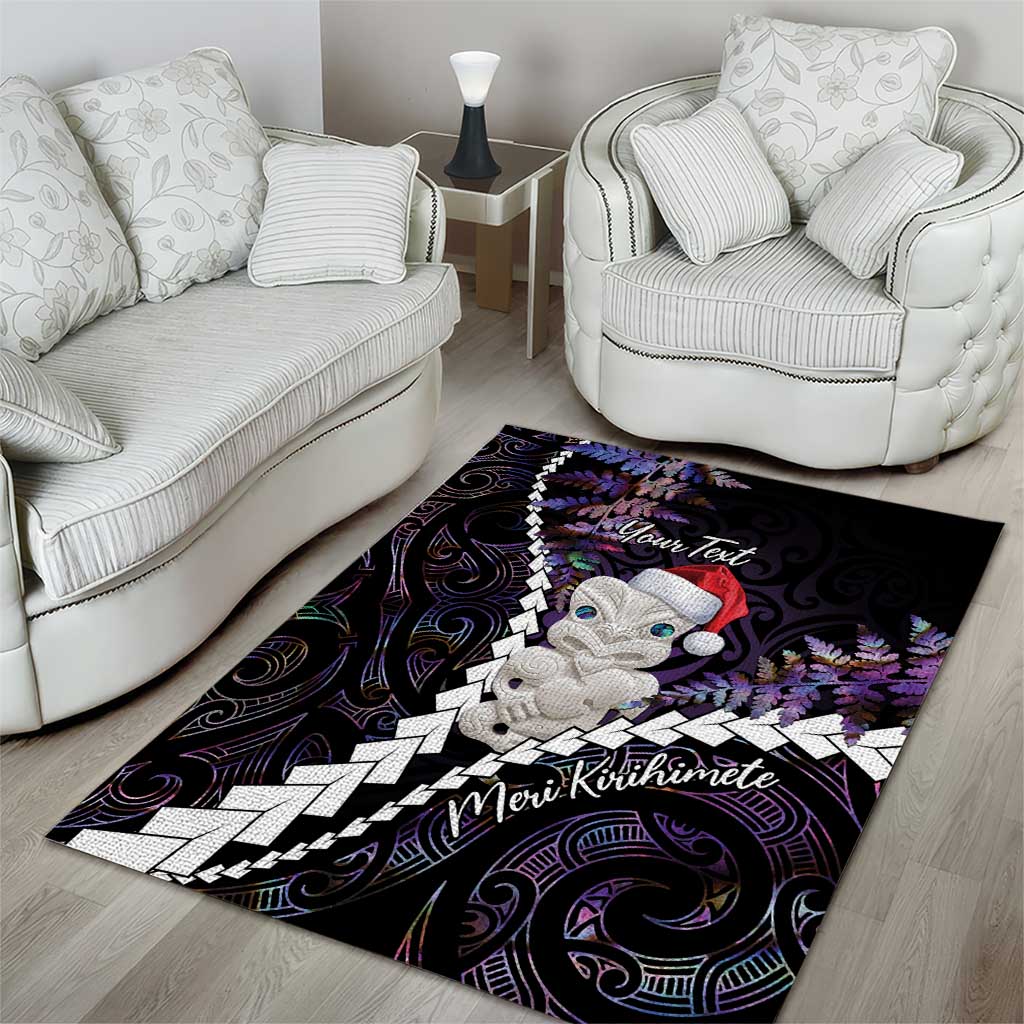 New Zealand Personalised Area Rug Meri Kirihimete Kowhaiwhai Mix Paua Shell - Amethys - Vibe Hoodie Shop