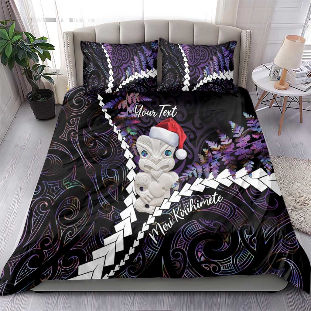 New Zealand Personalised Bedding Set Meri Kirihimete Kowhaiwhai Mix Paua Shell - Amethys - Vibe Hoodie Shop