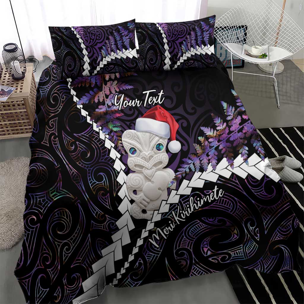 New Zealand Personalised Bedding Set Meri Kirihimete Kowhaiwhai Mix Paua Shell - Amethys - Vibe Hoodie Shop