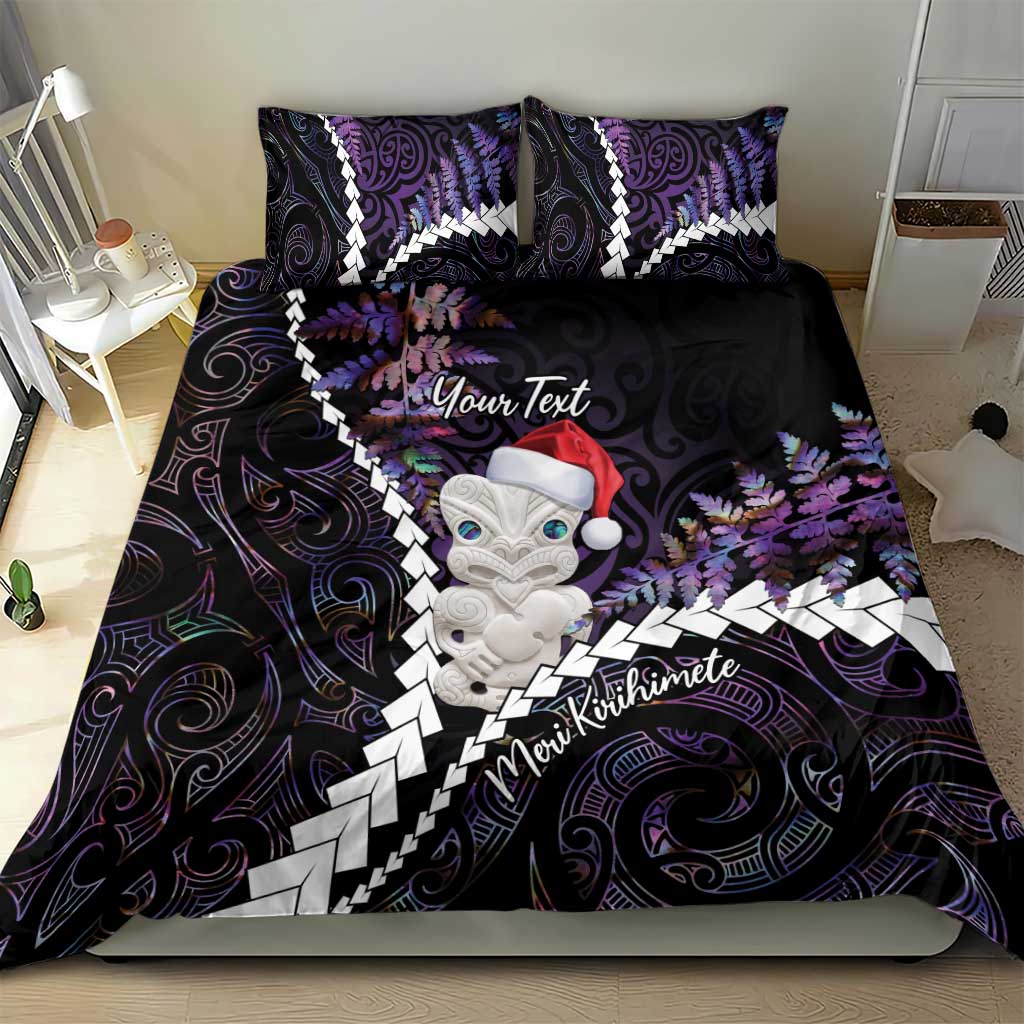 New Zealand Personalised Bedding Set Meri Kirihimete Kowhaiwhai Mix Paua Shell - Amethys - Vibe Hoodie Shop