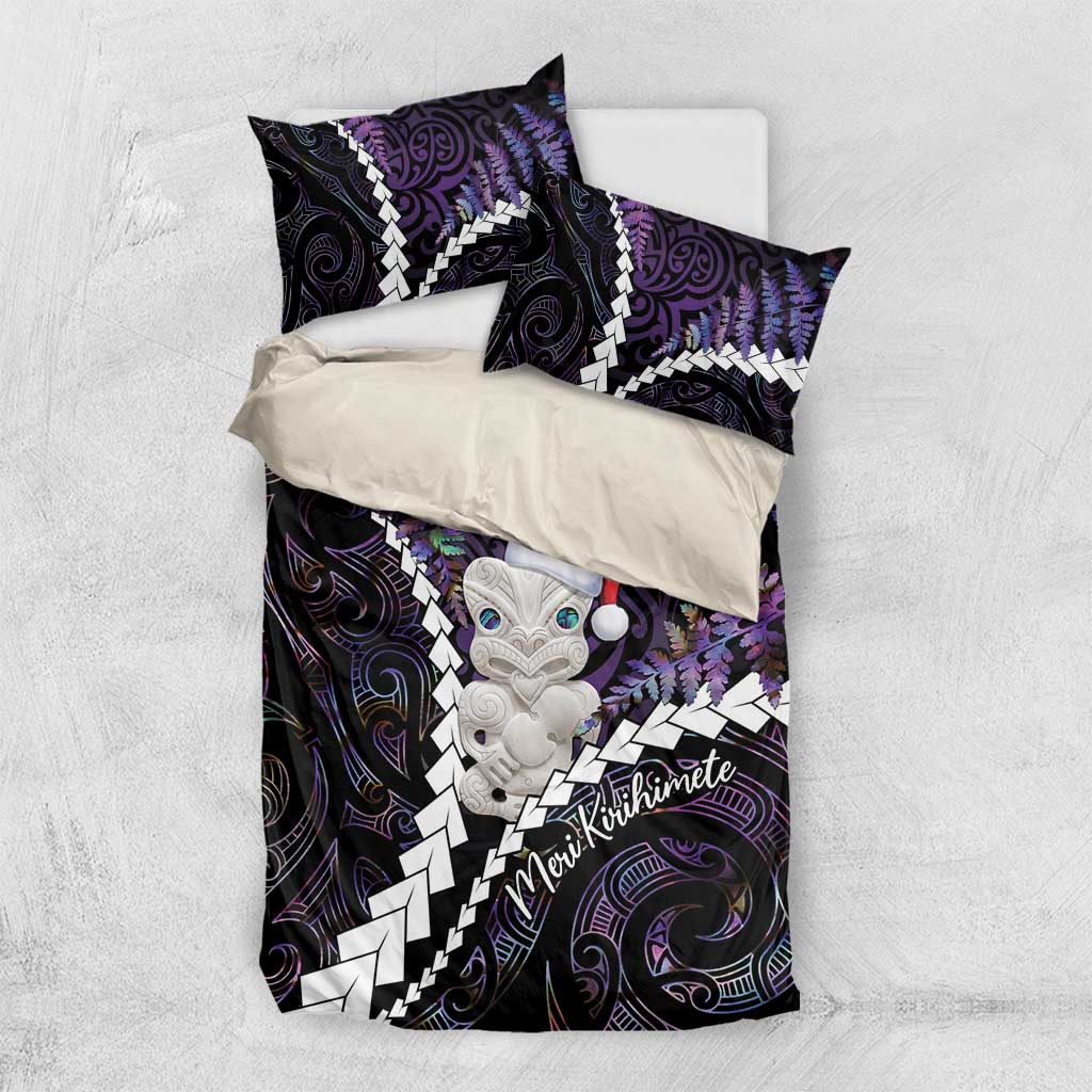 New Zealand Personalised Bedding Set Meri Kirihimete Kowhaiwhai Mix Paua Shell - Amethys - Vibe Hoodie Shop