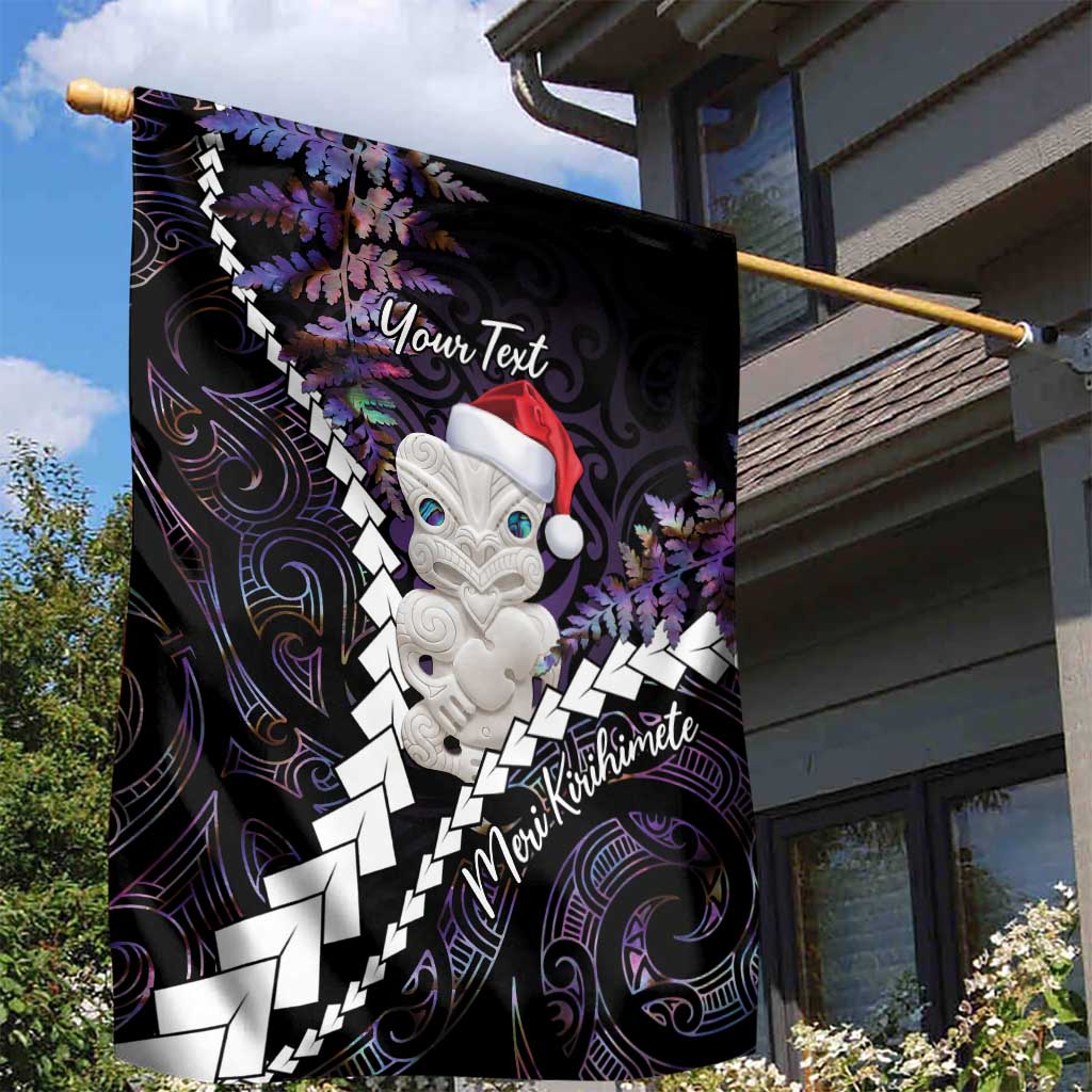 New Zealand Personalised Garden Flag Meri Kirihimete Kowhaiwhai Mix Paua Shell - Amethys - Vibe Hoodie Shop