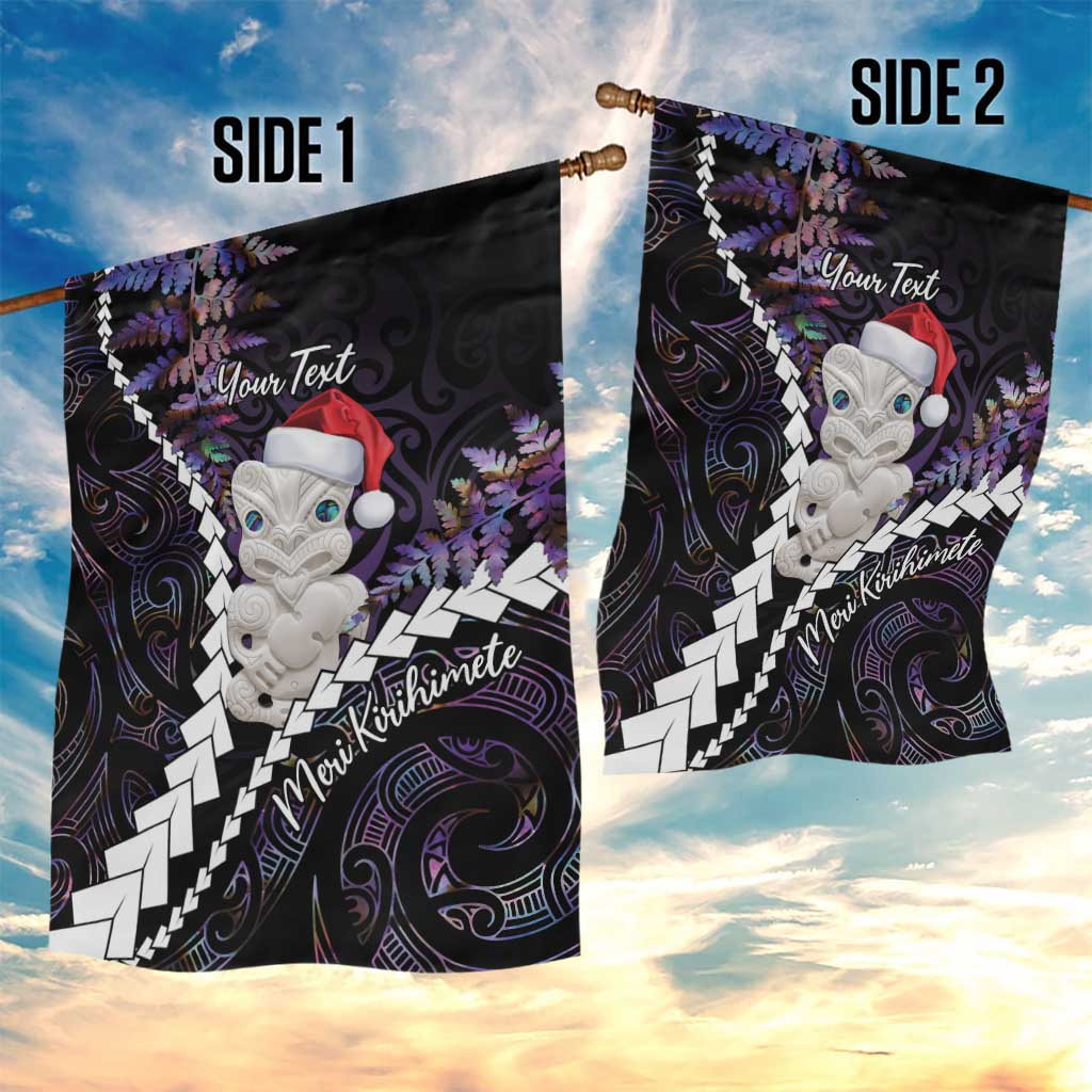 New Zealand Personalised Garden Flag Meri Kirihimete Kowhaiwhai Mix Paua Shell - Amethys - Vibe Hoodie Shop