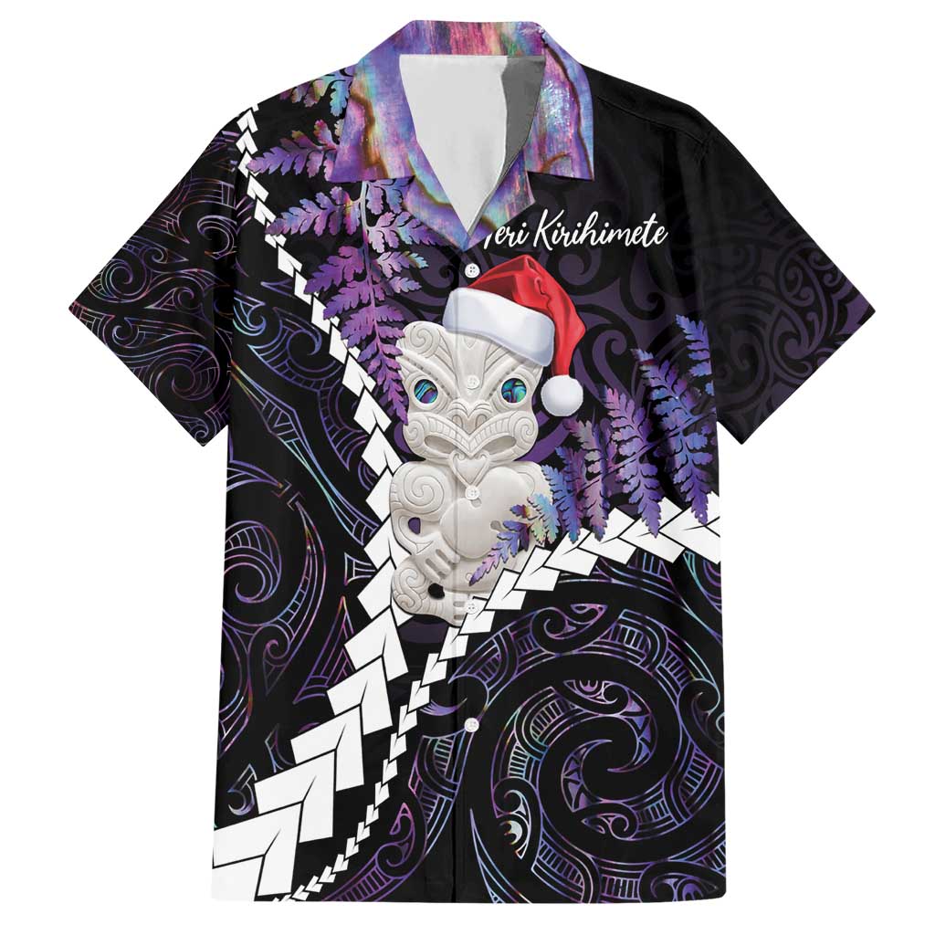 New Zealand Personalised Hawaiian Shirt Meri Kirihimete Kowhaiwhai Mix Paua Shell - Amethys - Vibe Hoodie Shop