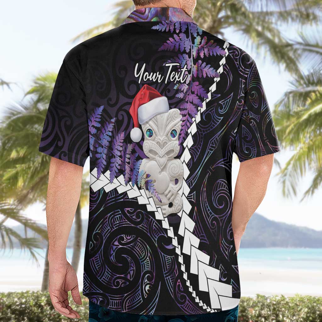 New Zealand Personalised Hawaiian Shirt Meri Kirihimete Kowhaiwhai Mix Paua Shell - Amethys - Vibe Hoodie Shop