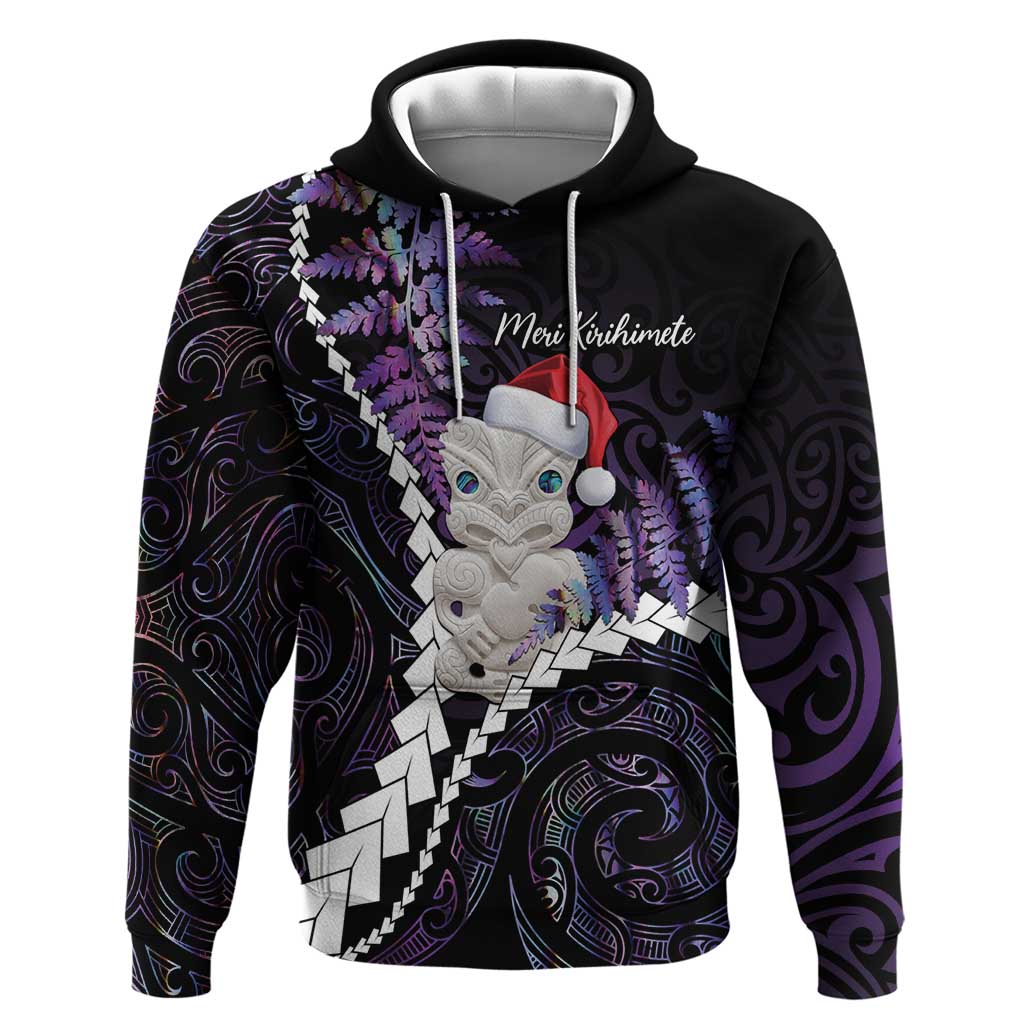 New Zealand Personalised Hoodie Meri Kirihimete Kowhaiwhai Mix Paua Shell - Amethys LT7 - Vibe Hoodie Shop