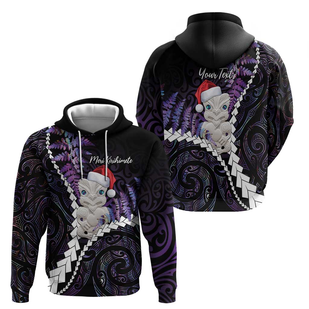New Zealand Personalised Hoodie Meri Kirihimete Kowhaiwhai Mix Paua Shell - Amethys LT7 - Vibe Hoodie Shop
