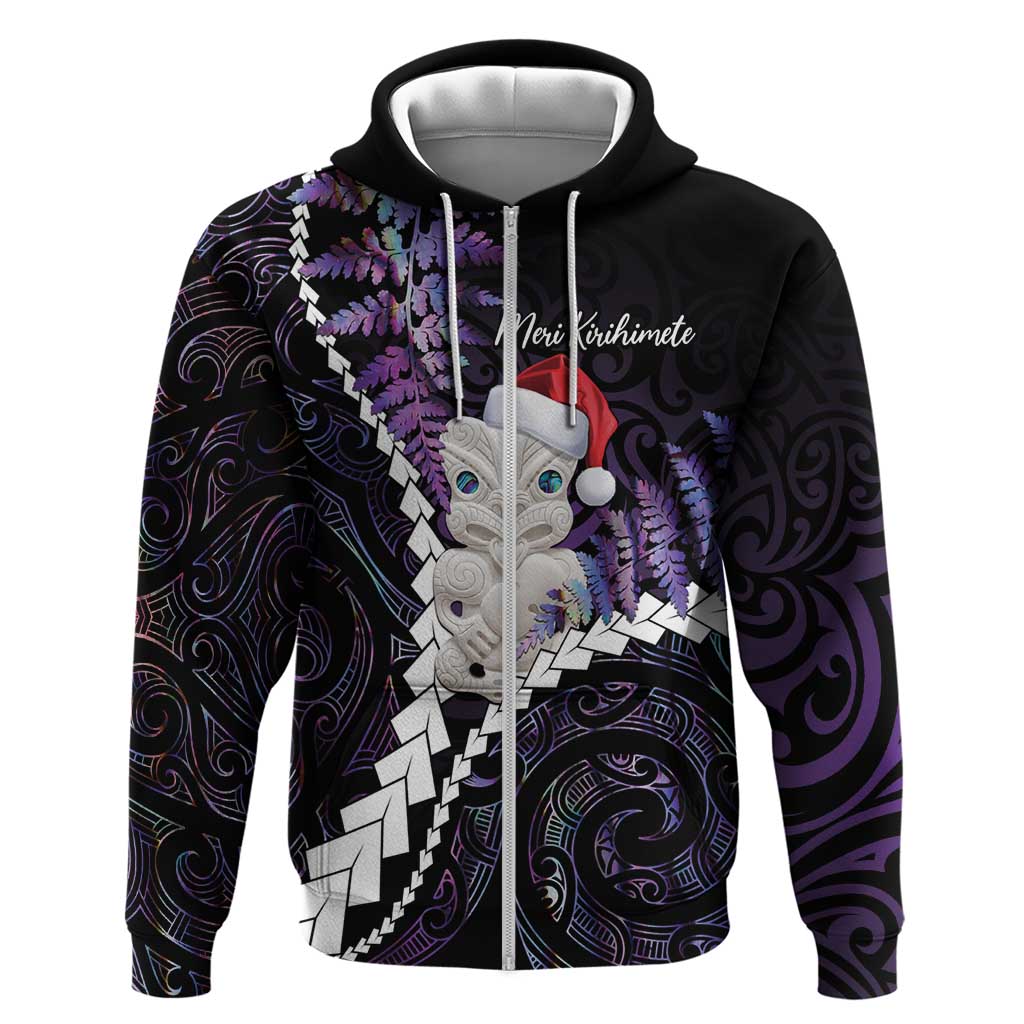 New Zealand Personalised Hoodie Meri Kirihimete Kowhaiwhai Mix Paua Shell - Amethys LT7 - Vibe Hoodie Shop
