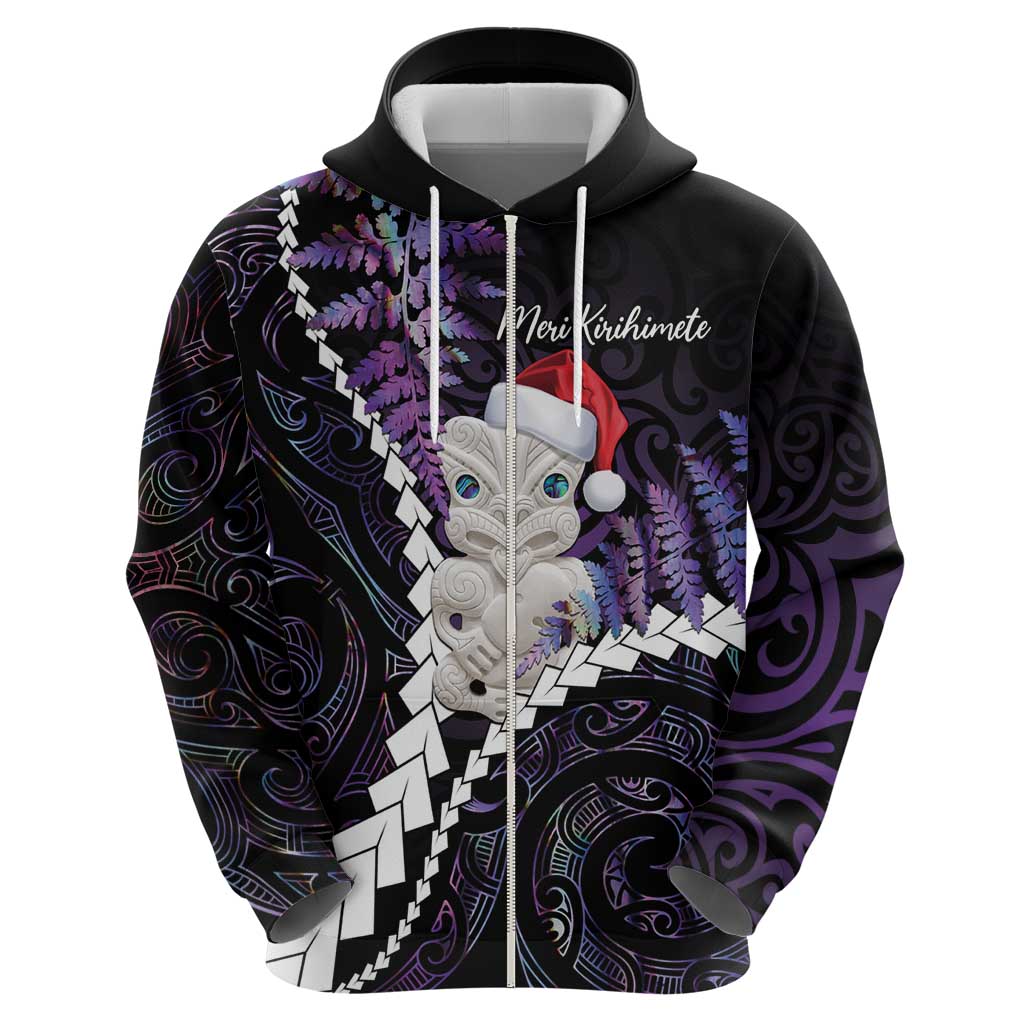 New Zealand Personalised Hoodie Meri Kirihimete Kowhaiwhai Mix Paua Shell - Amethys LT7 - Vibe Hoodie Shop