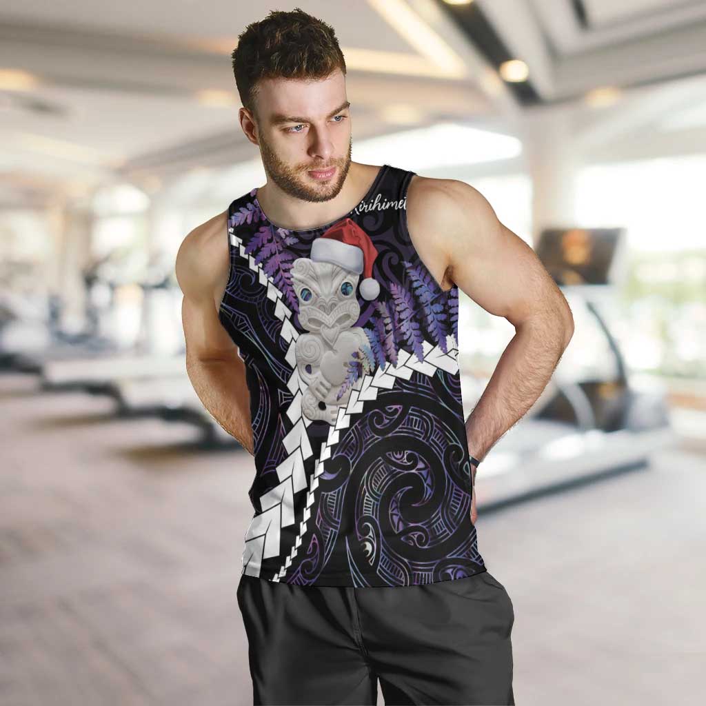 New Zealand Personalised Men Tank Top Meri Kirihimete Kowhaiwhai Mix Paua Shell - Amethys - Vibe Hoodie Shop