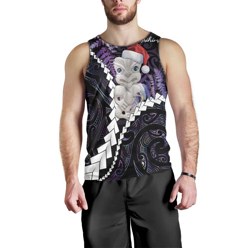 New Zealand Personalised Men Tank Top Meri Kirihimete Kowhaiwhai Mix Paua Shell - Amethys - Vibe Hoodie Shop