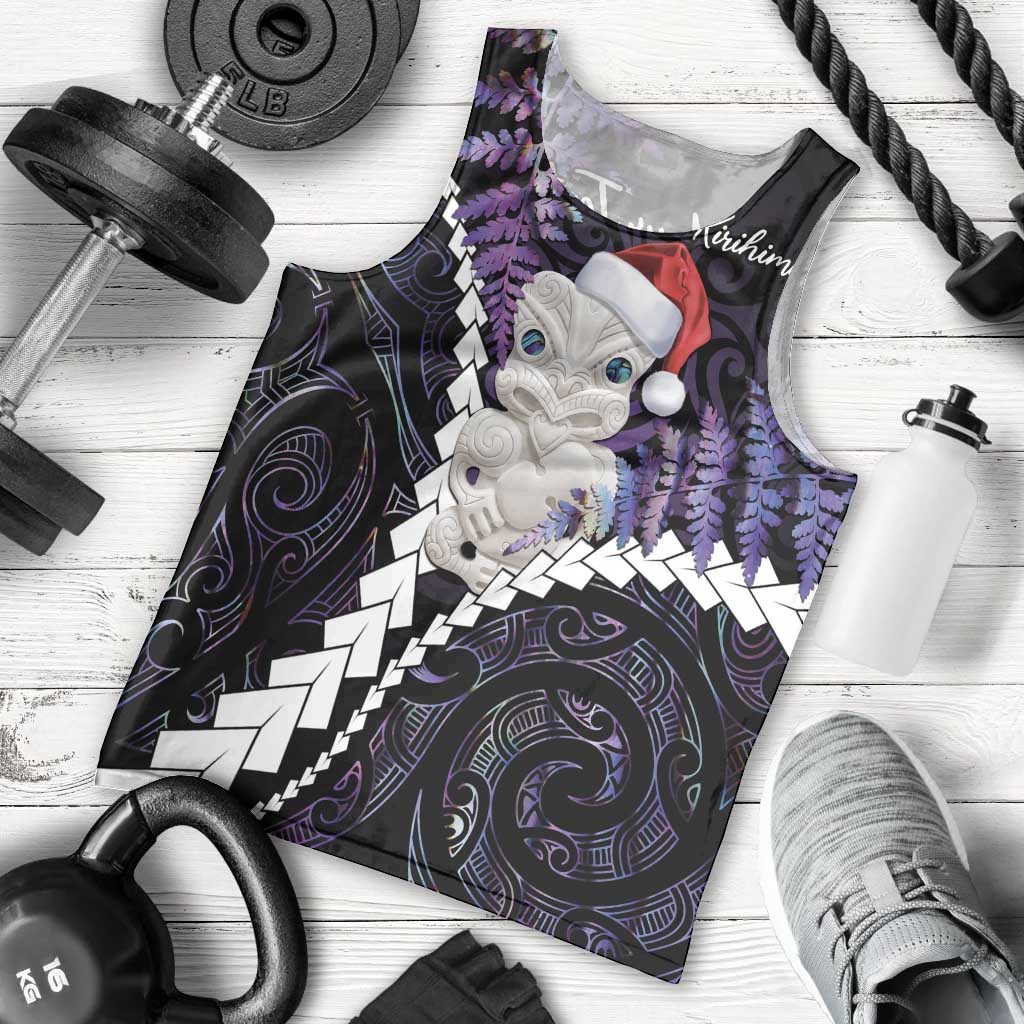 New Zealand Personalised Men Tank Top Meri Kirihimete Kowhaiwhai Mix Paua Shell - Amethys - Vibe Hoodie Shop