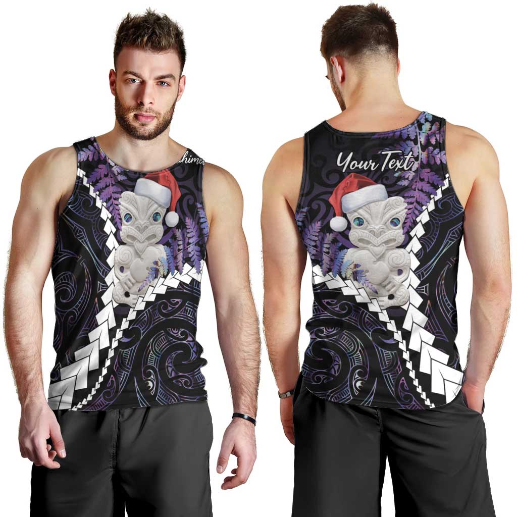 New Zealand Personalised Men Tank Top Meri Kirihimete Kowhaiwhai Mix Paua Shell - Amethys - Vibe Hoodie Shop