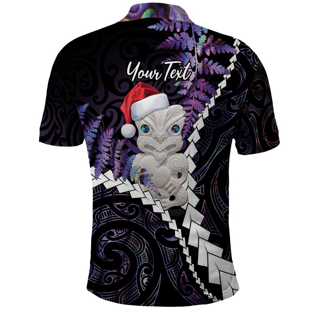 New Zealand Personalised Polo Shirt Meri Kirihimete Kowhaiwhai Mix Paua Shell - Amethys - Vibe Hoodie Shop