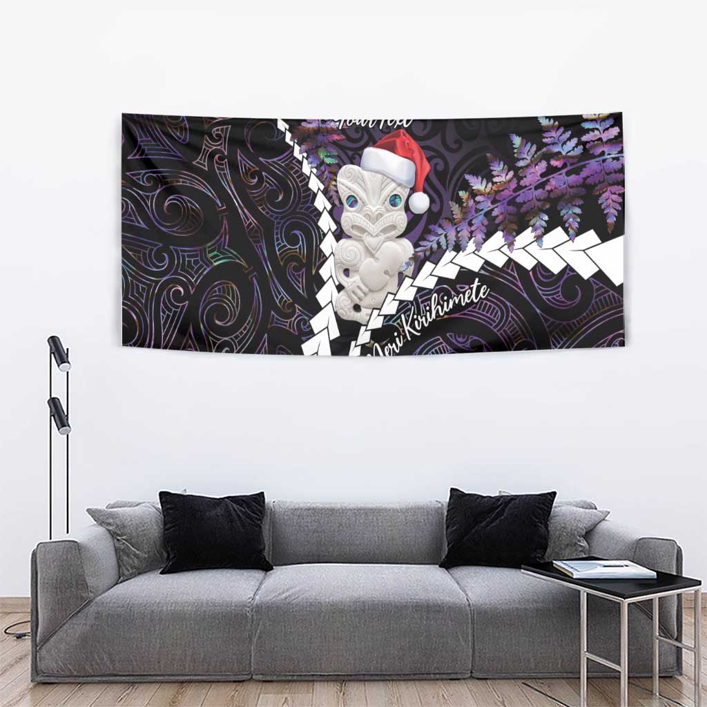 New Zealand Personalised Tapestry Meri Kirihimete Kowhaiwhai Mix Paua Shell - Amethys - Vibe Hoodie Shop