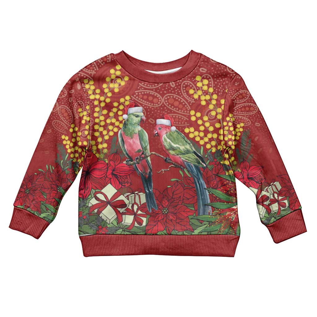 Merry Chrissie Australia King Parrots Kid Ugly Christmas Sweater Aboriginal Art - Vibe Hoodie