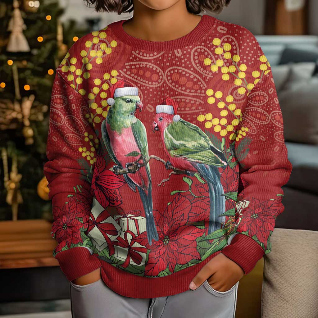 Merry Chrissie Australia King Parrots Kid Ugly Christmas Sweater Aboriginal Art - Vibe Hoodie