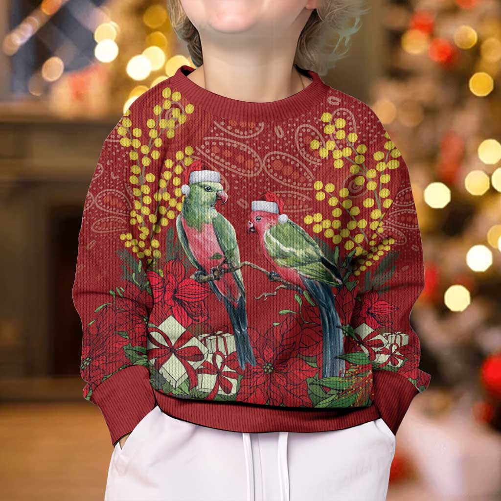 Merry Chrissie Australia King Parrots Kid Ugly Christmas Sweater Aboriginal Art - Vibe Hoodie