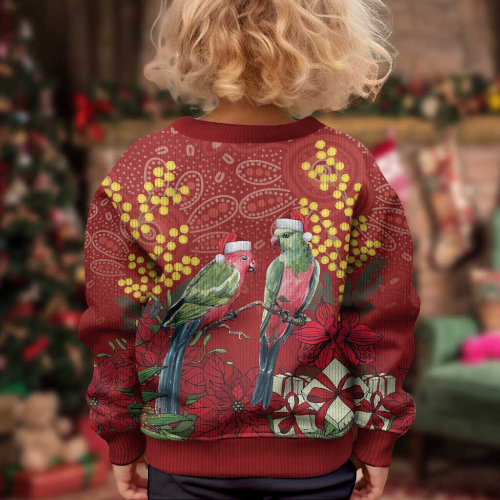 Merry Chrissie Australia King Parrots Kid Ugly Christmas Sweater Aboriginal Art - Vibe Hoodie