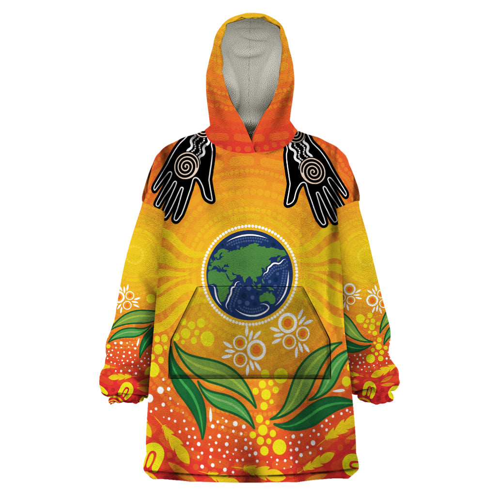 Australia Earth Day Indigenous Wearable Blanket Hoodie Save The Earth - Vibe Hoodie Shop