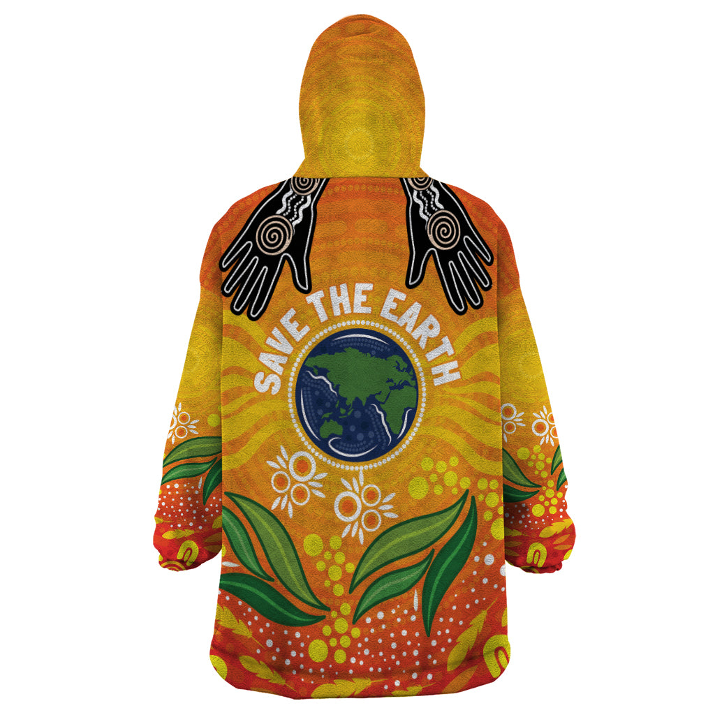 Australia Earth Day Indigenous Wearable Blanket Hoodie Save The Earth - Vibe Hoodie Shop