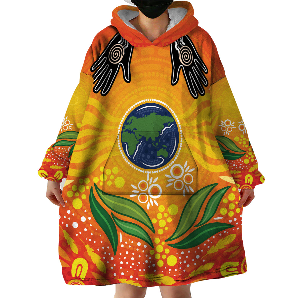 Australia Earth Day Indigenous Wearable Blanket Hoodie Save The Earth - Vibe Hoodie Shop