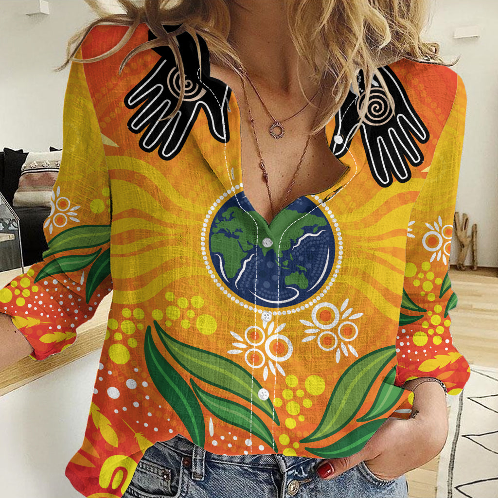 Australia Earth Day Indigenous Women Casual Shirt Save The Earth - Vibe Hoodie Shop