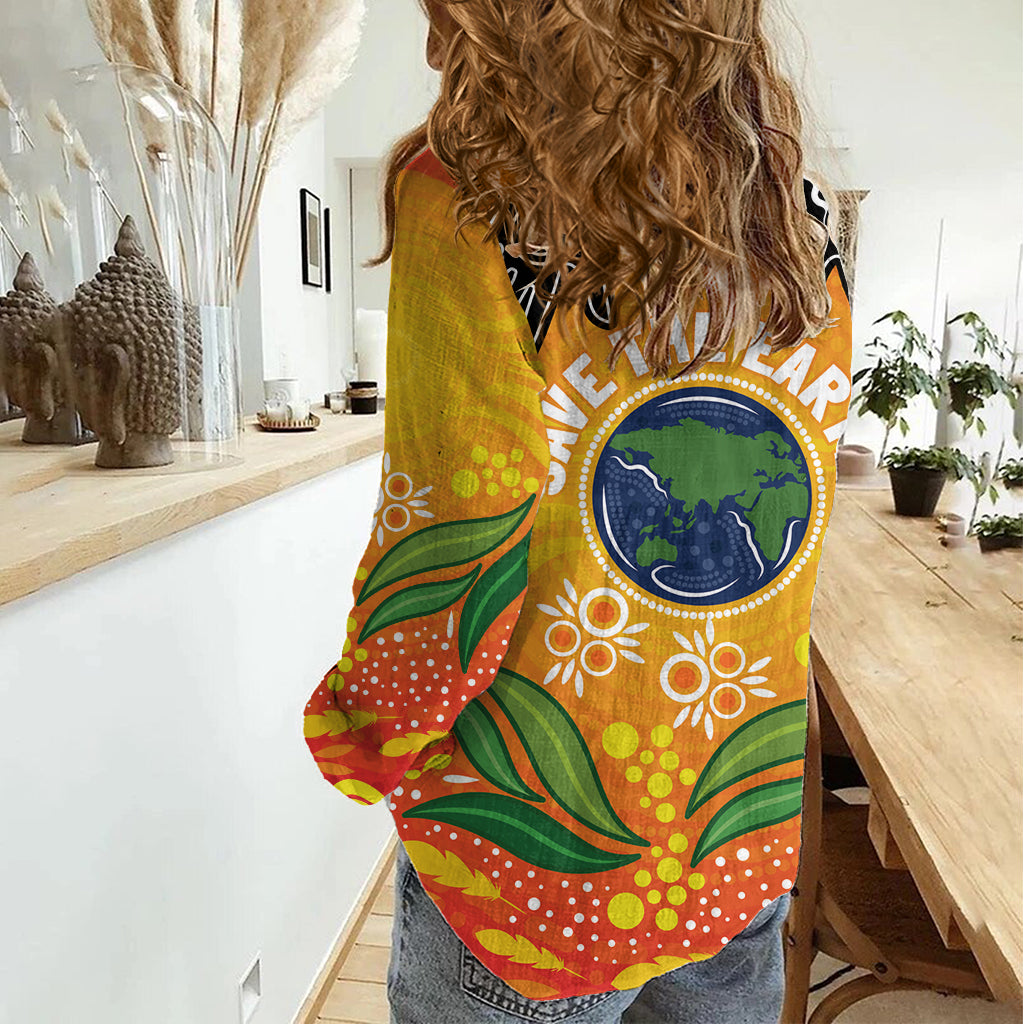 Australia Earth Day Indigenous Women Casual Shirt Save The Earth - Vibe Hoodie Shop
